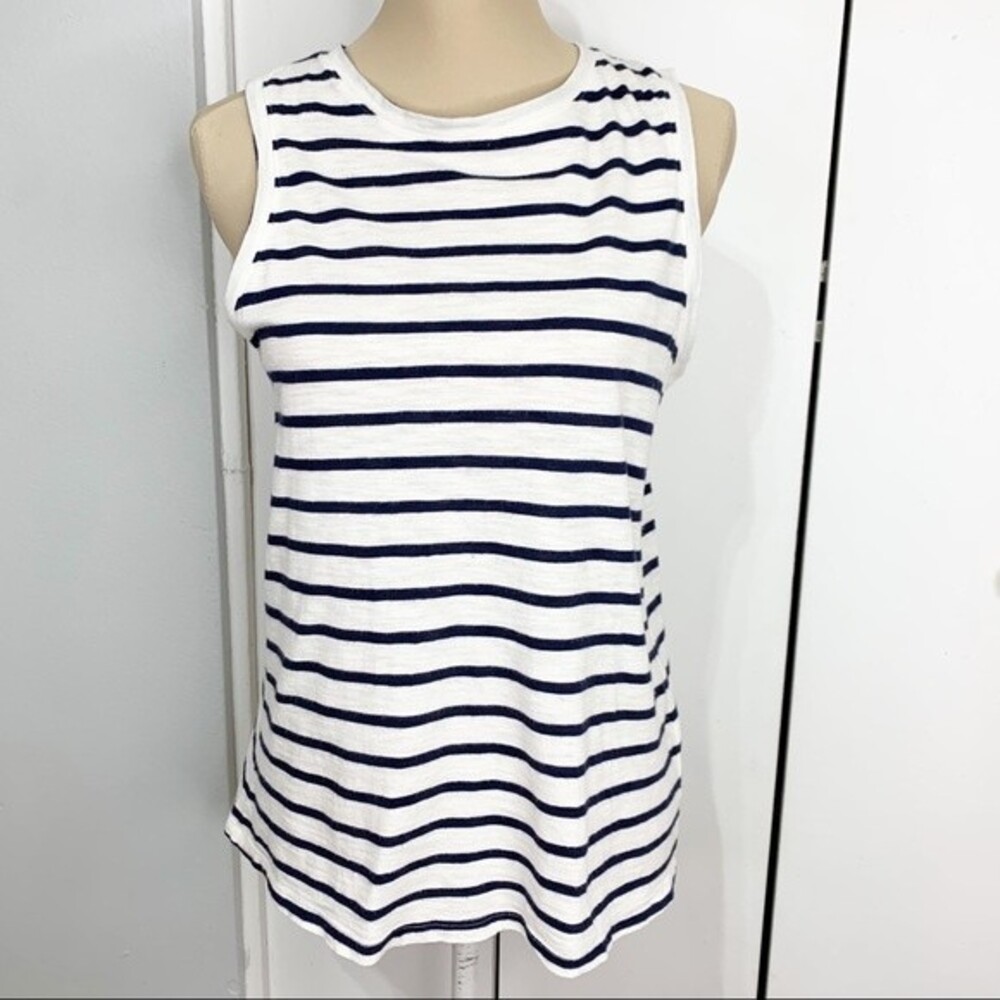 Gap Women Stripes Tank Top Small Open Cross Slit Back